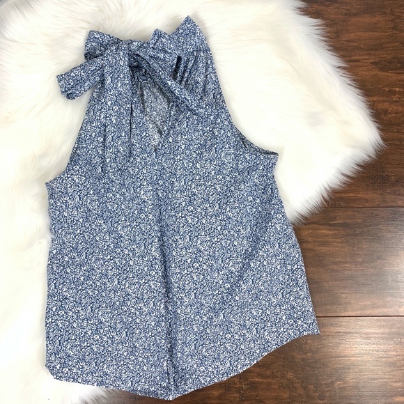 J. Crew S/L Floral Halter Style Stretch Blouse Top - Picture 7 of 8